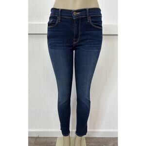 Frame Le Skinny De Jeanne Jeans 29 Midrise Stretch Denim Blue Split Hem *Hole